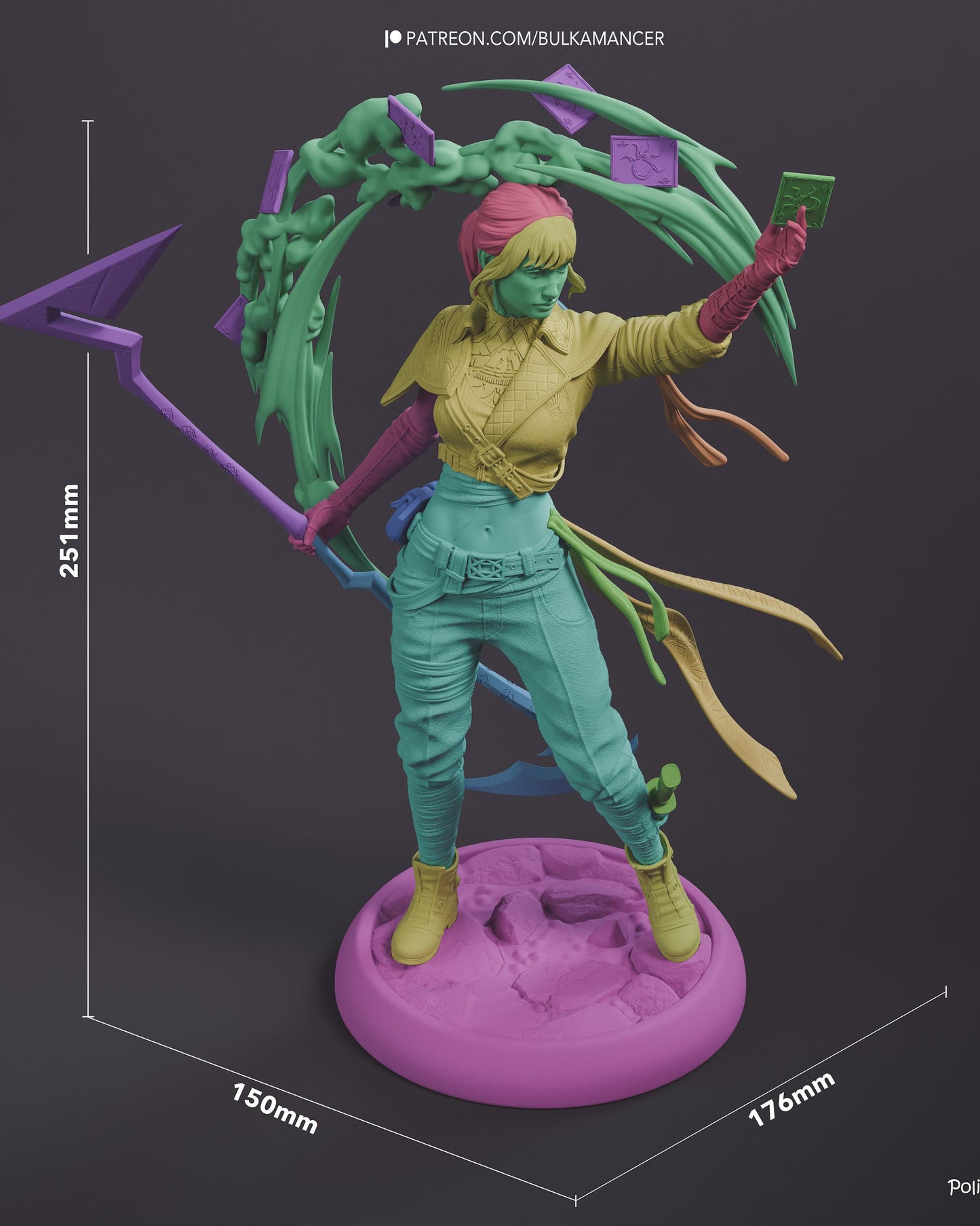 Mystic Card Mage Resin Statue and DIY Kit – Painted or Unpainted – 1/8 and 1/6 Scale – by Bulkamancer – Clear Gold Effects – photo 11