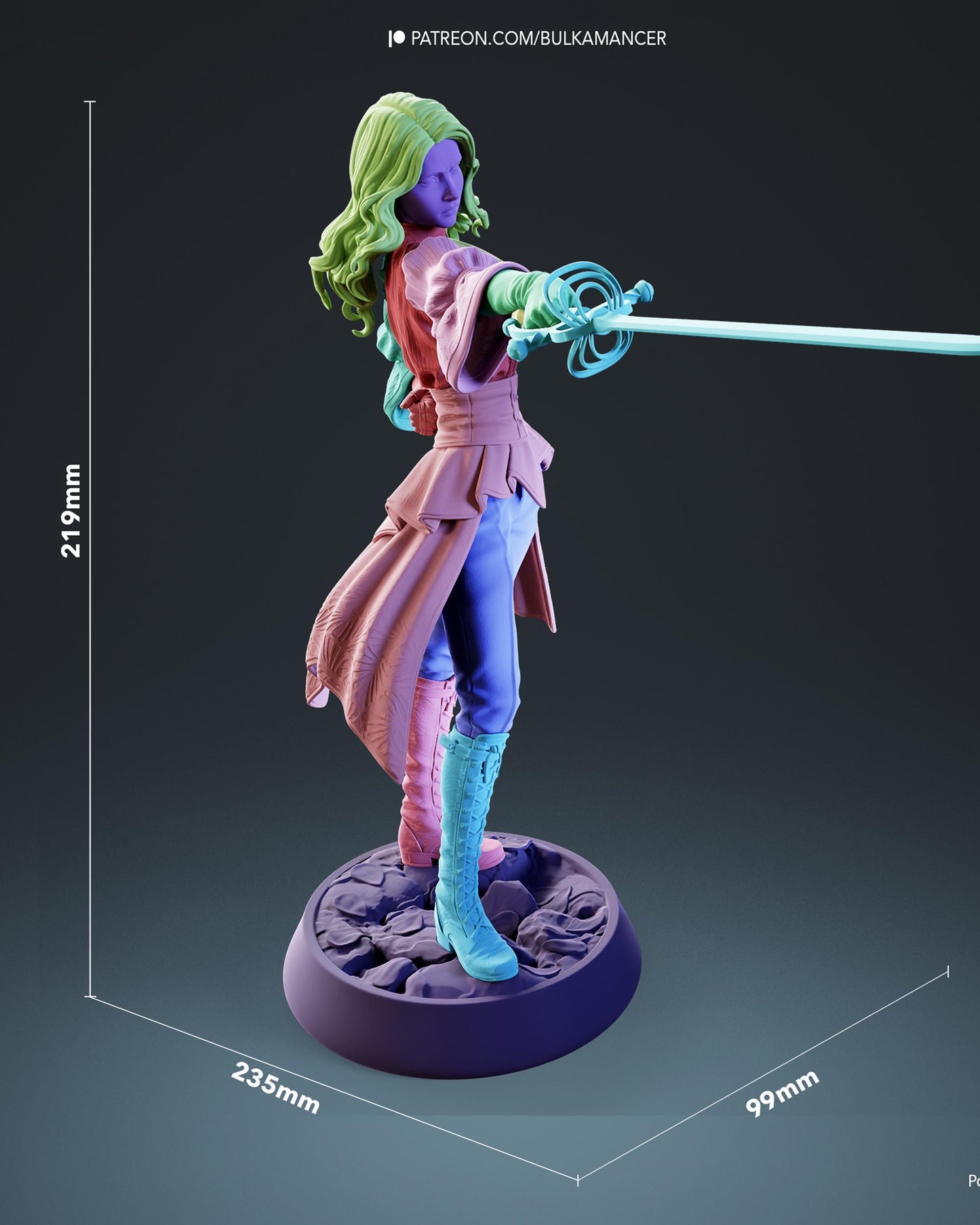 Gothic Duelist Resin Statue and DIY Kit - Painted or Unpainted - 1/8 and 1/6 Scale - by Bulkamancer - Rapier Figure – photo 11