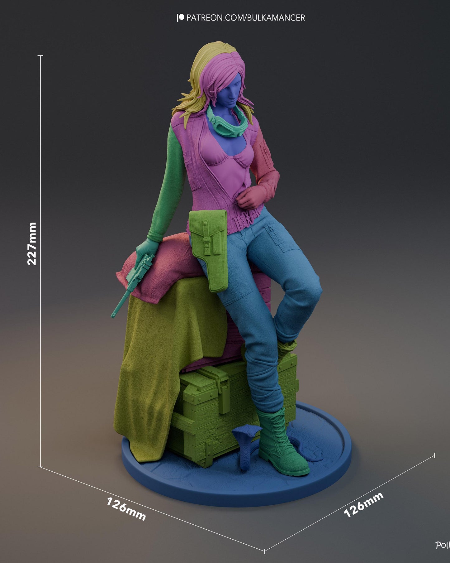 Tactical Heroine Resin Statue and DIY Kit - Painted or Unpainted - 1/8 and 1/6 Scale - by Bulkamancer - Seated Pistol Figure – photo 13