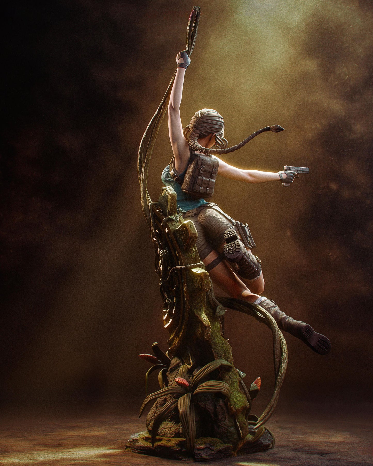 Adventure Heroine Resin Statue and DIY Kit – Painted or Unpainted – 1/8 and 1/6 Scale – by Bulkamancer – Pistol and Ruins Base – photo 3