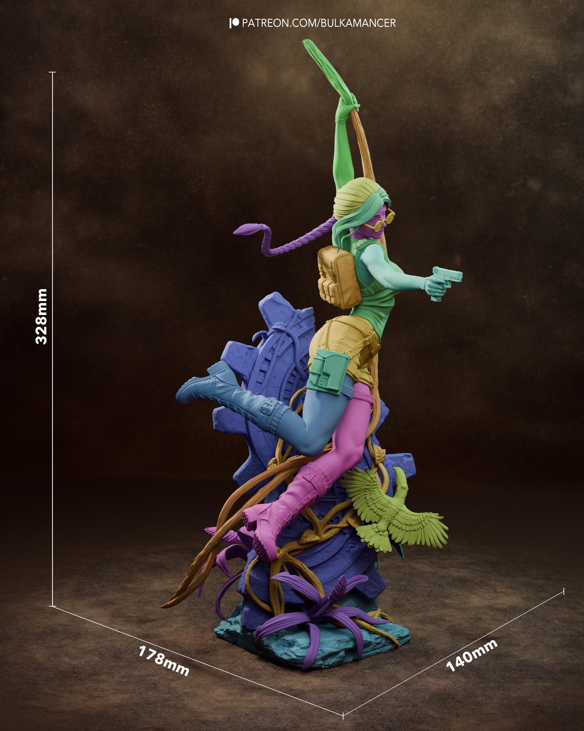 Adventure Heroine Resin Statue and DIY Kit – Painted or Unpainted – 1/8 and 1/6 Scale – by Bulkamancer – Pistol and Ruins Base – photo 8