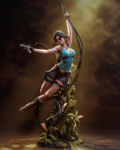 Adventure Heroine Resin Statue and DIY Kit – Painted or Unpainted – 1/8 and 1/6 Scale – by Bulkamancer – Pistol and Ruins Base – photo 2