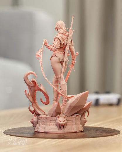 White Hair Swordswoman Resin Statue and DIY Kit – Painted or Unpainted – 1/8 and 1/6 Scale – by Bulkamancers – Clear Flame Ring – photo 4