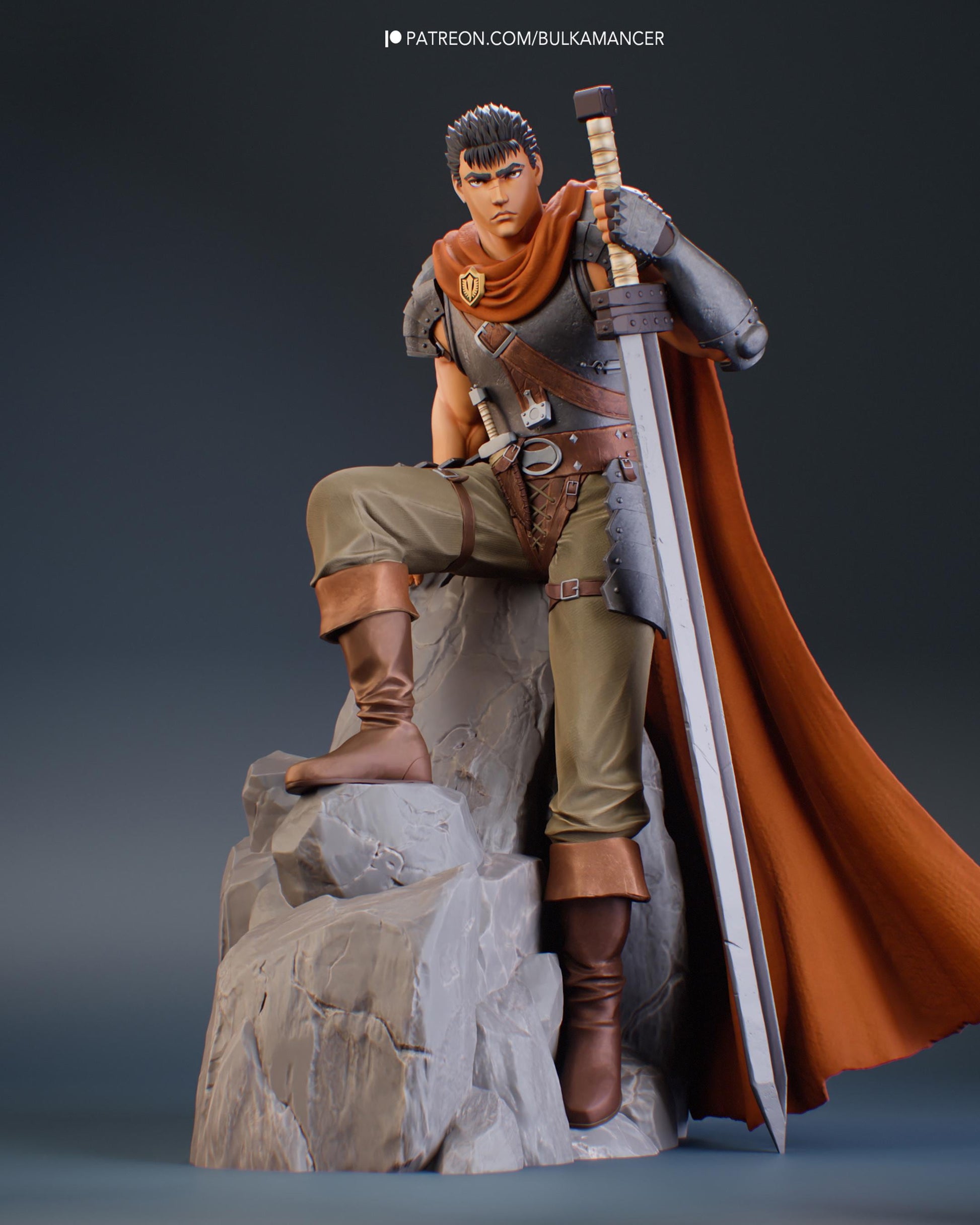 Dark Fantasy Swordsman Resin Statue and DIY Kit – Painted or Unpainted – 1/8 and 1/6 Scale – by Bulkamancers – Giant Sword – photo 2