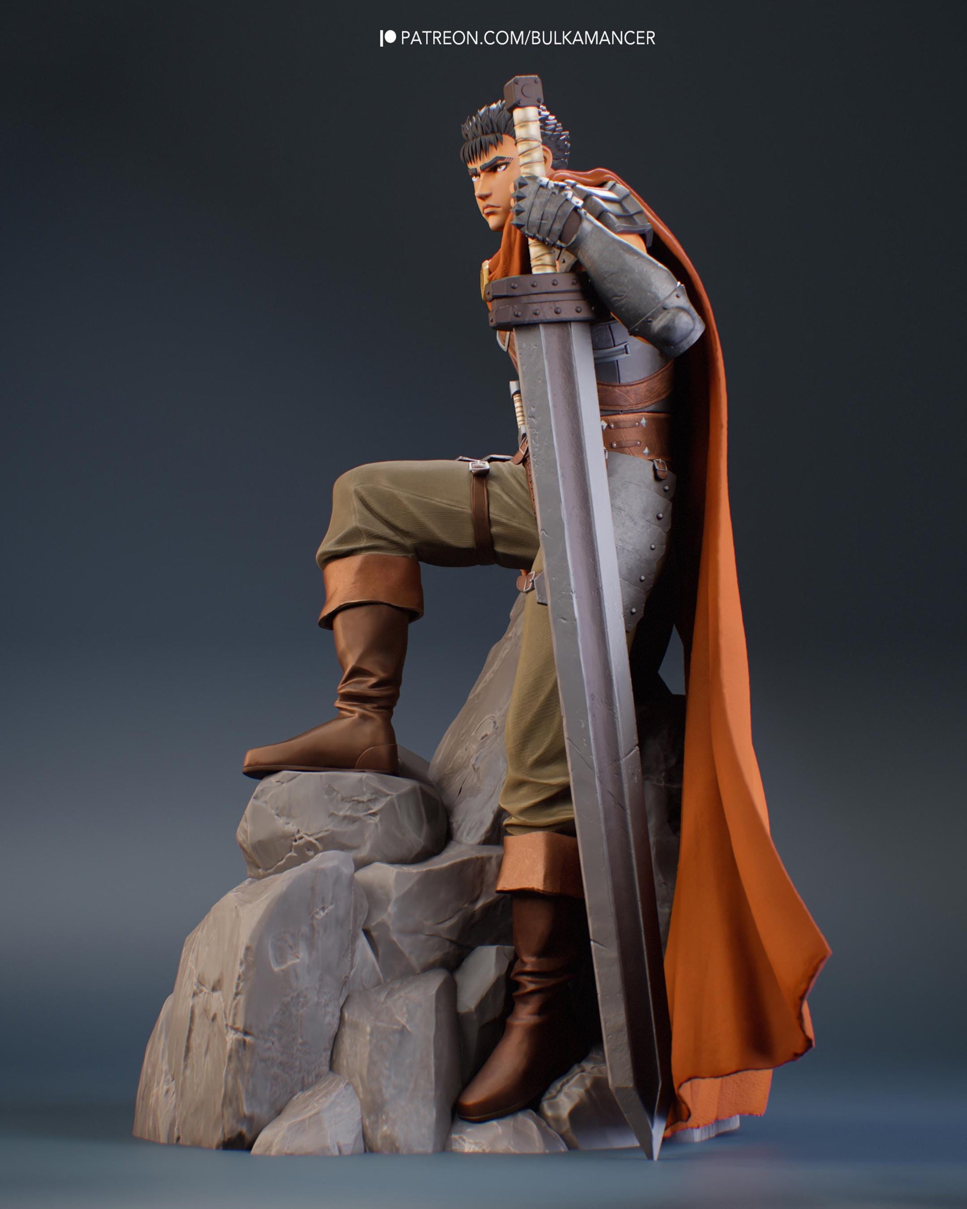 Dark Fantasy Swordsman Resin Statue and DIY Kit – Painted or Unpainted – 1/8 and 1/6 Scale – by Bulkamancers – Giant Sword – photo 6