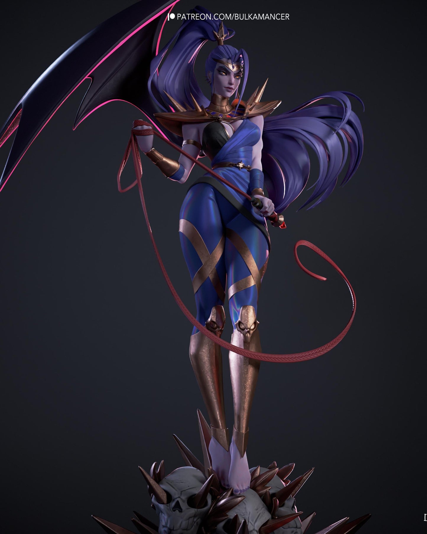 Winged Demon Sorceress Resin Statue and DIY Kit – Painted or Unpainted – 1/8 and 1/6 Scale – by Bulkamancers – Whip and Horns – photo 4