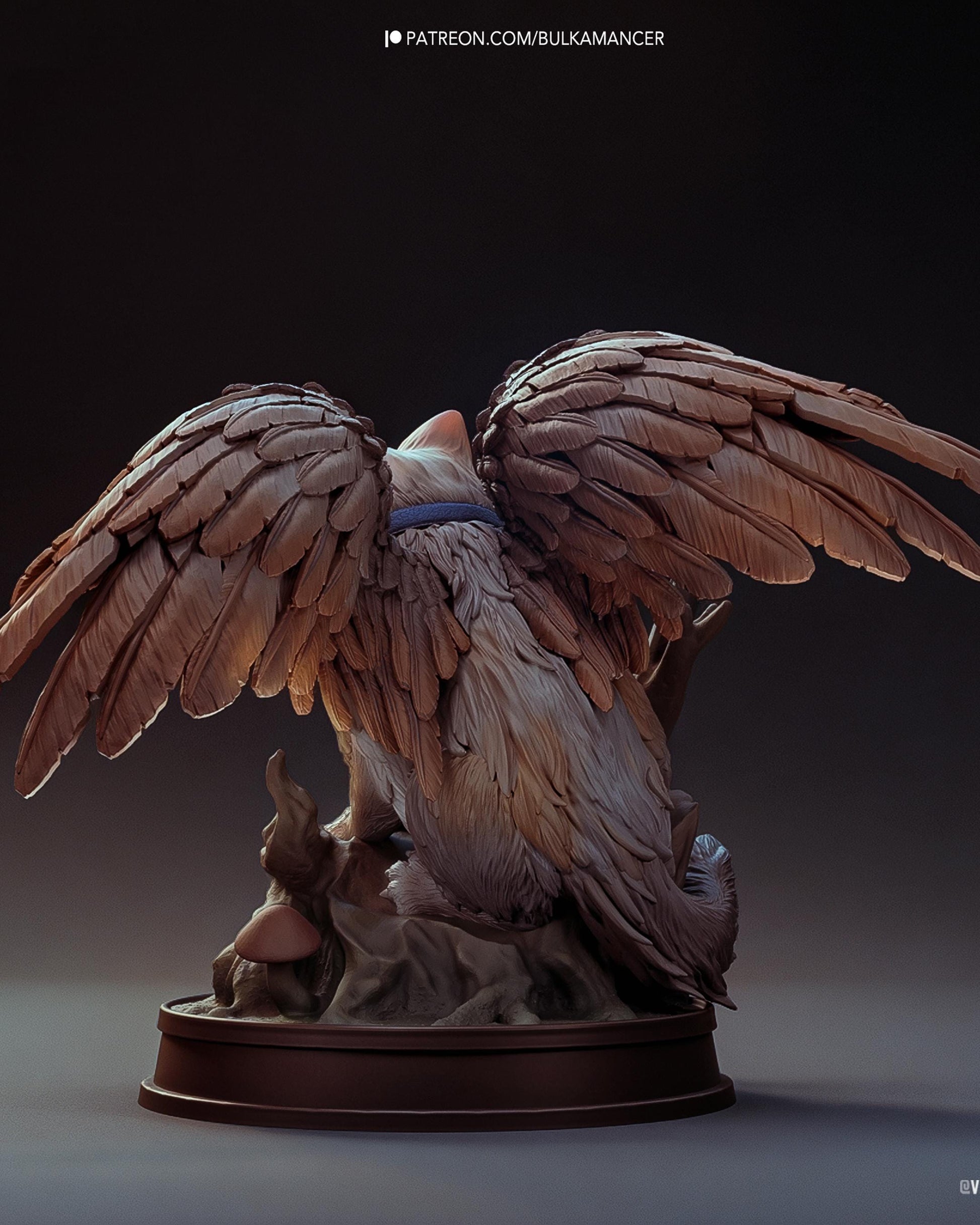 Winged Cat Familiar Resin Statue and DIY Kit – Painted or Unpainted – 1/8 and 1/6 Scale – by Bulkamancers – Tree Root Base – photo 3