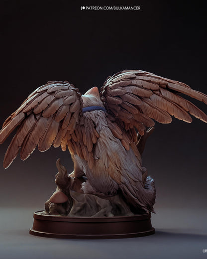 Winged Cat Familiar Resin Statue and DIY Kit – Painted or Unpainted – 1/8 and 1/6 Scale – by Bulkamancers – Tree Root Base – photo 3