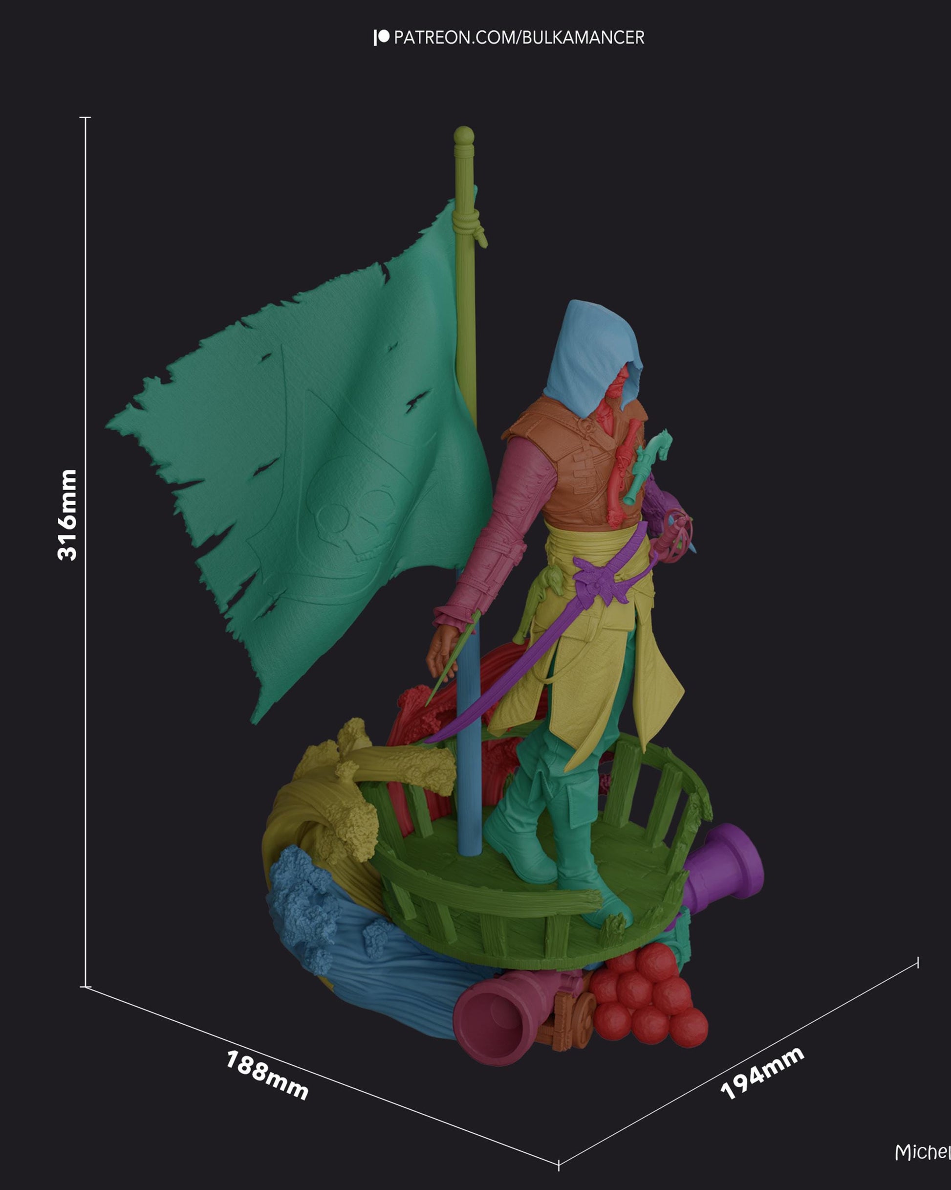 Hooded Pirate Rogue Resin Statue and DIY Kit – Painted or Unpainted – 1/8 and 1/6 Scale – by Bulkamancer – Clear Blue Waves – photo 5