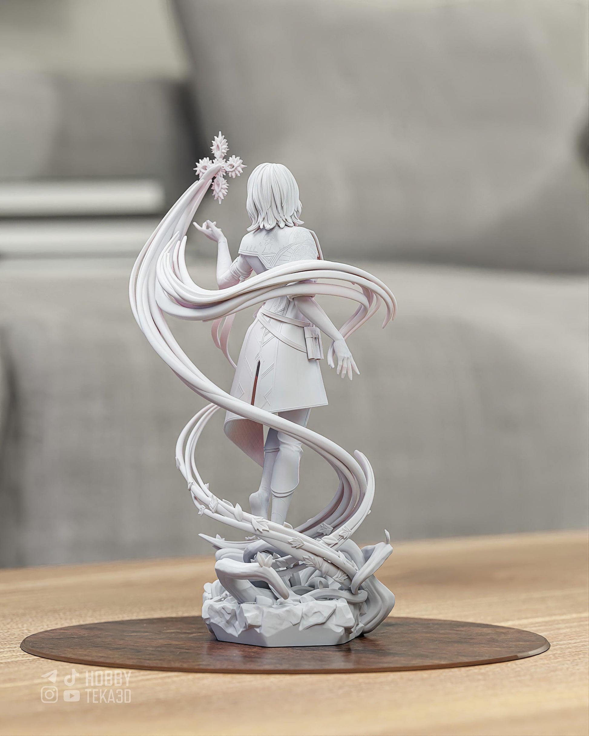 Elemental Sorceress Resin Statue and DIY Kit – Painted or Unpainted – 1/8 and 1/6 Scale – by Bulkamancer – Clear Blue Wind – photo 4