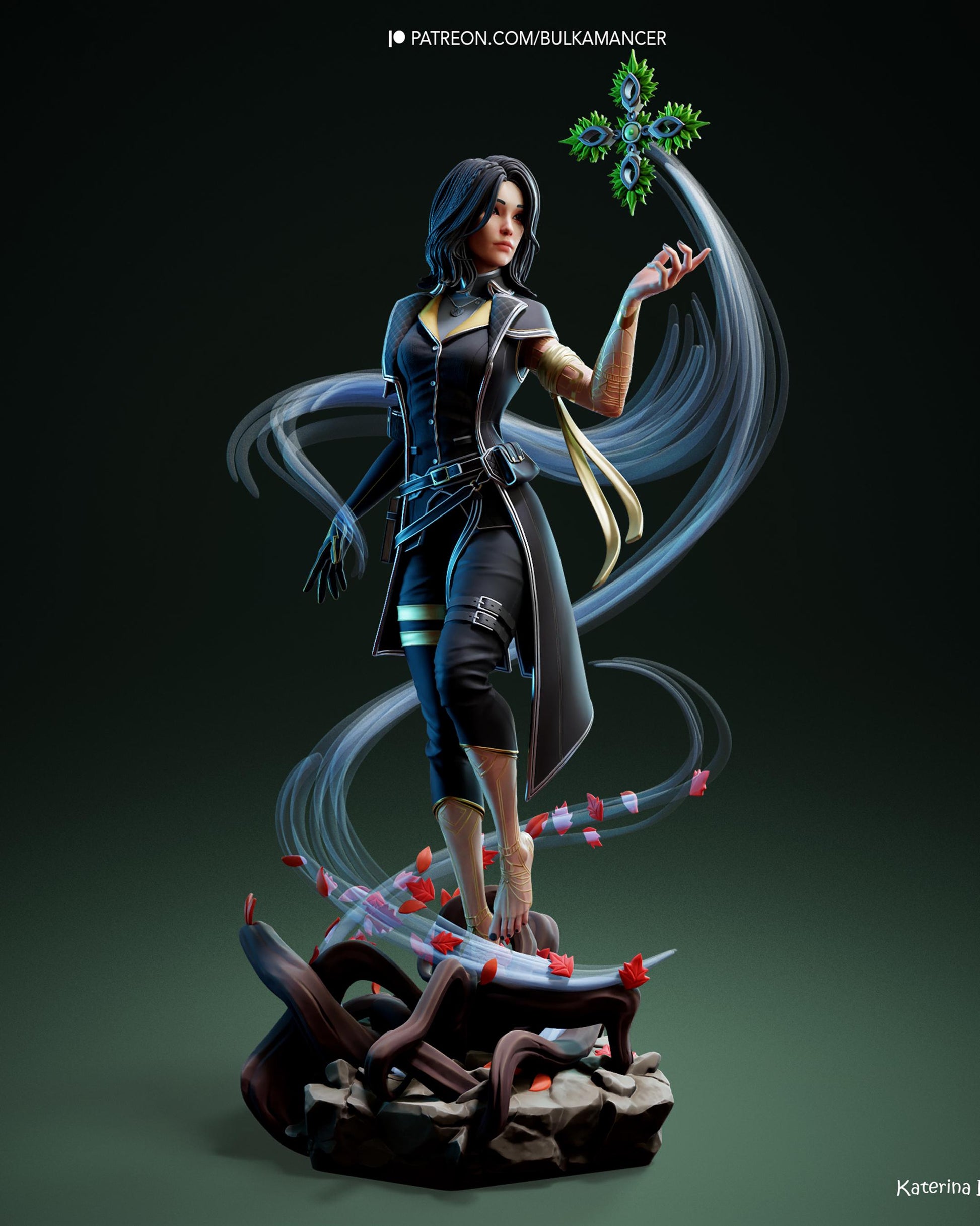Elemental Sorceress Resin Statue and DIY Kit – Painted or Unpainted – 1/8 and 1/6 Scale – by Bulkamancer – Clear Blue Wind – photo 2