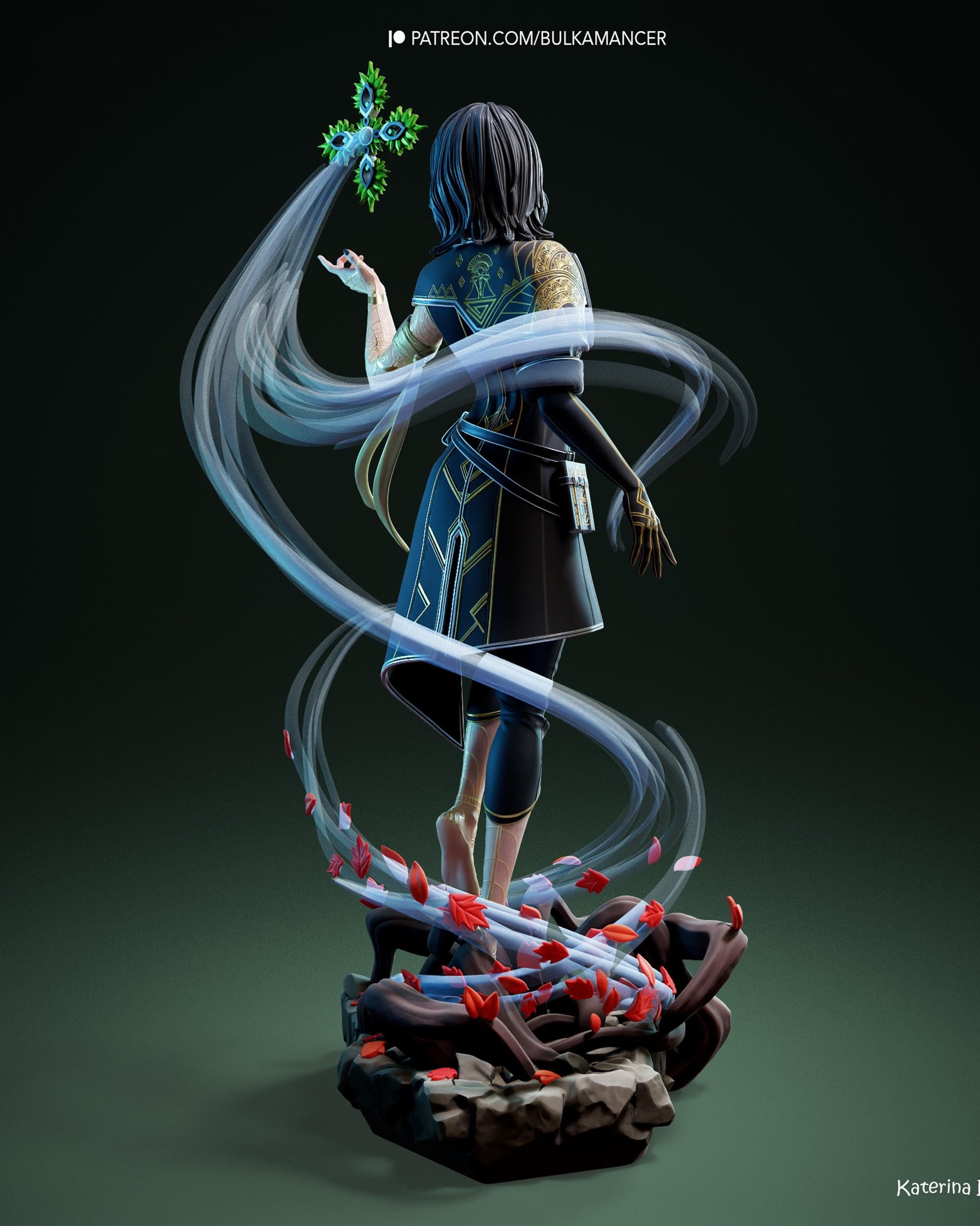 Elemental Sorceress Resin Statue and DIY Kit – Painted or Unpainted – 1/8 and 1/6 Scale – by Bulkamancer – Clear Blue Wind – photo 3