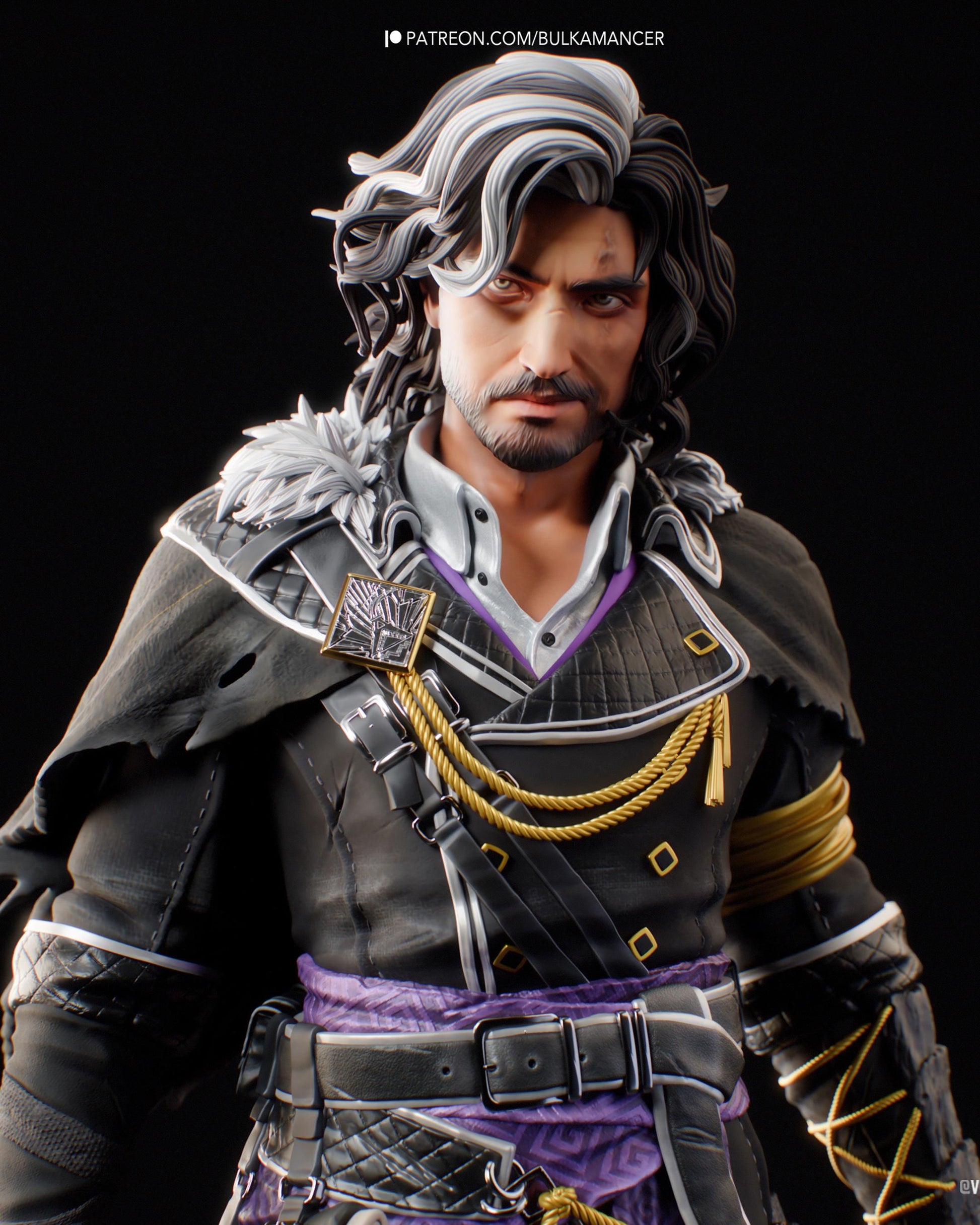 Dark Rogue Swordsman Resin Statue and DIY Kit - Painted or Unpainted - 1/8 and 1/6 Scale - by Bulkamancer - Mask Base – photo 5