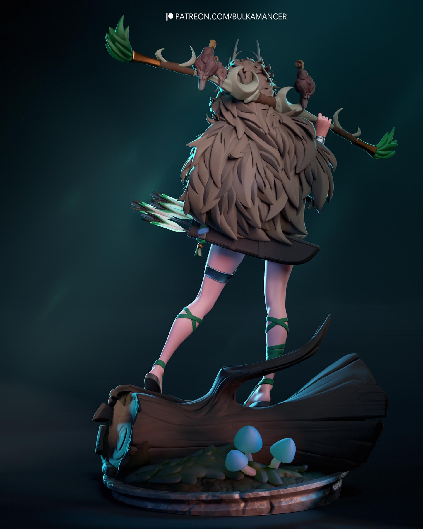 Forest Huntress Resin Statue and DIY Kit - Painted or Unpainted - 1/8 and 1/6 Scale - by Bulkamancer - Bird Wood Base – photo 5