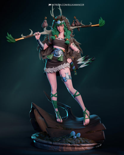 Forest Huntress Resin Statue and DIY Kit - Painted or Unpainted - 1/8 and 1/6 Scale - by Bulkamancer - Bird Wood Base – photo 2