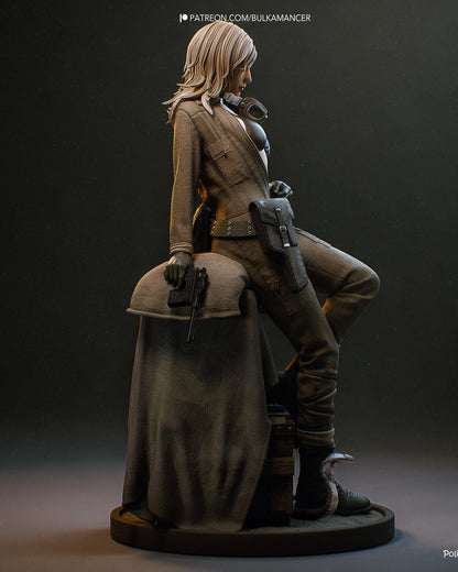 Tactical Heroine Resin Statue and DIY Kit - Painted or Unpainted - 1/8 and 1/6 Scale - by Bulkamancer - Seated Pistol Figure – photo 2