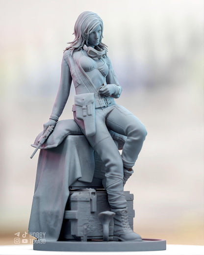 Tactical Heroine Resin Statue and DIY Kit - Painted or Unpainted - 1/8 and 1/6 Scale - by Bulkamancer - Seated Pistol Figure – photo 4