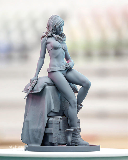 Tactical Heroine Resin Statue and DIY Kit - Painted or Unpainted - 1/8 and 1/6 Scale - by Bulkamancer - Seated Pistol Figure – photo 1
