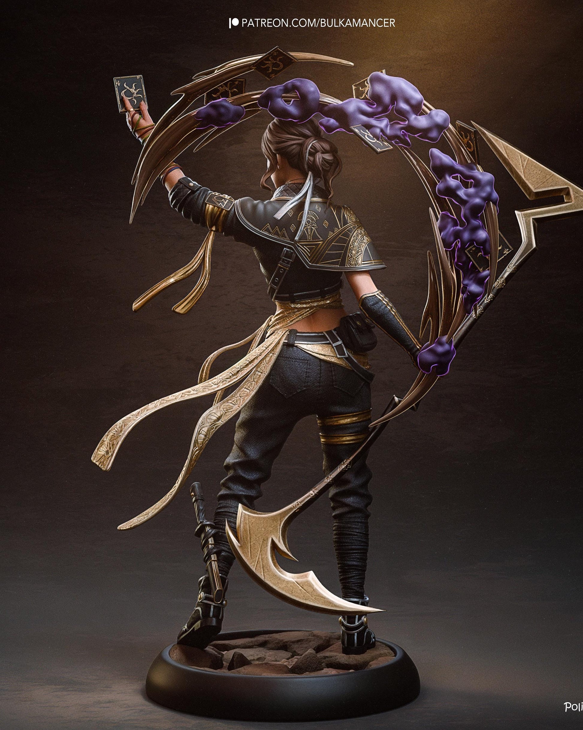 Mystic Card Mage Resin Statue and DIY Kit – Painted or Unpainted – 1/8 and 1/6 Scale – by Bulkamancer – Clear Gold Effects – photo 3