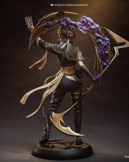 Mystic Card Mage Resin Statue and DIY Kit – Painted or Unpainted – 1/8 and 1/6 Scale – by Bulkamancer – Clear Gold Effects – photo 3