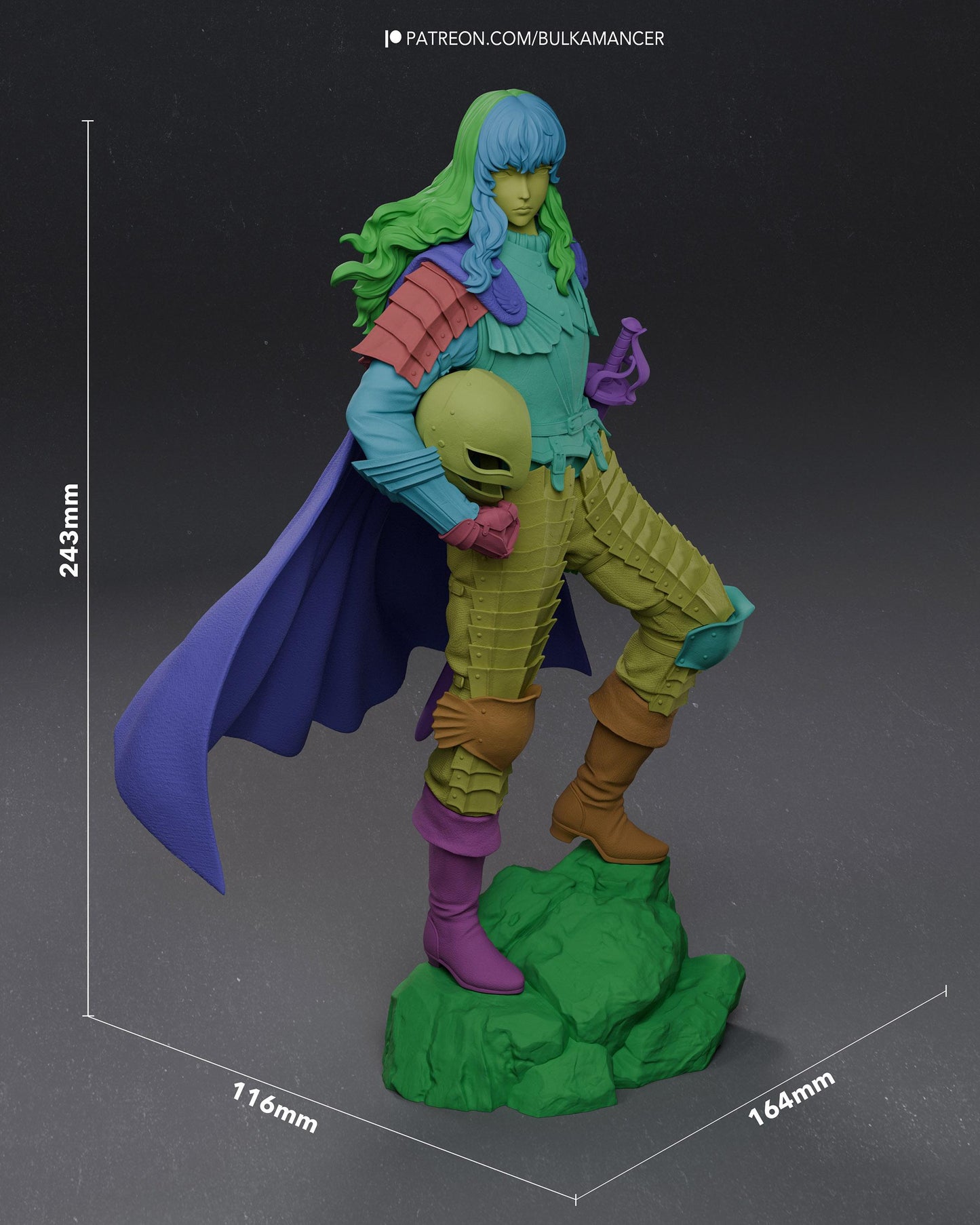 Dark Fantasy Knight Resin Statue and DIY Kit - Painted or Unpainted - 1/8 and 1/6 Scale - by Bulkamancer - Rock Base – photo 12