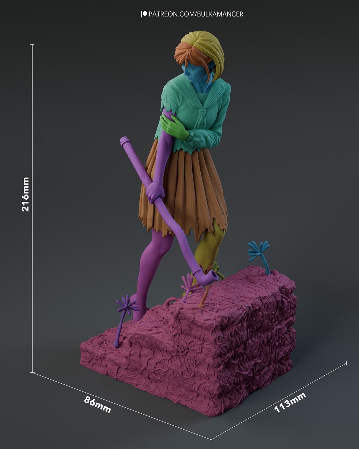 Horror Student Resin Statue and DIY Kit - Painted or Unpainted - 1/8 and 1/6 Scale - by Bulkamancer - Red Tendril Base – photo 15