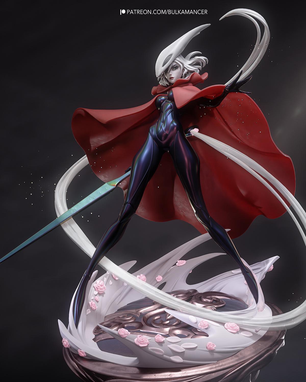 Painted or Unpainted Swordswoman Resin Figure – 1/8 and 1/6 Scale by Bulkamancer, Red Cape and Clear Effects – photo 1