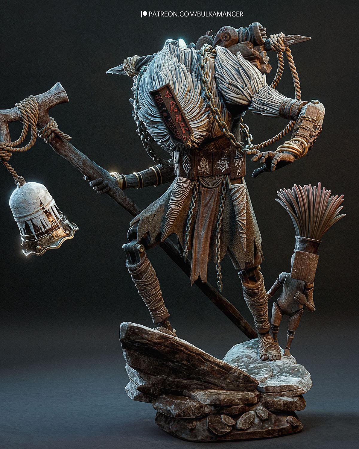 Dark Fantasy Shaman Resin Statue and DIY Kit – Painted or Unpainted – 1/8 and 1/6 Scale – by Bulkamancer – Lantern Keeper – photo 1