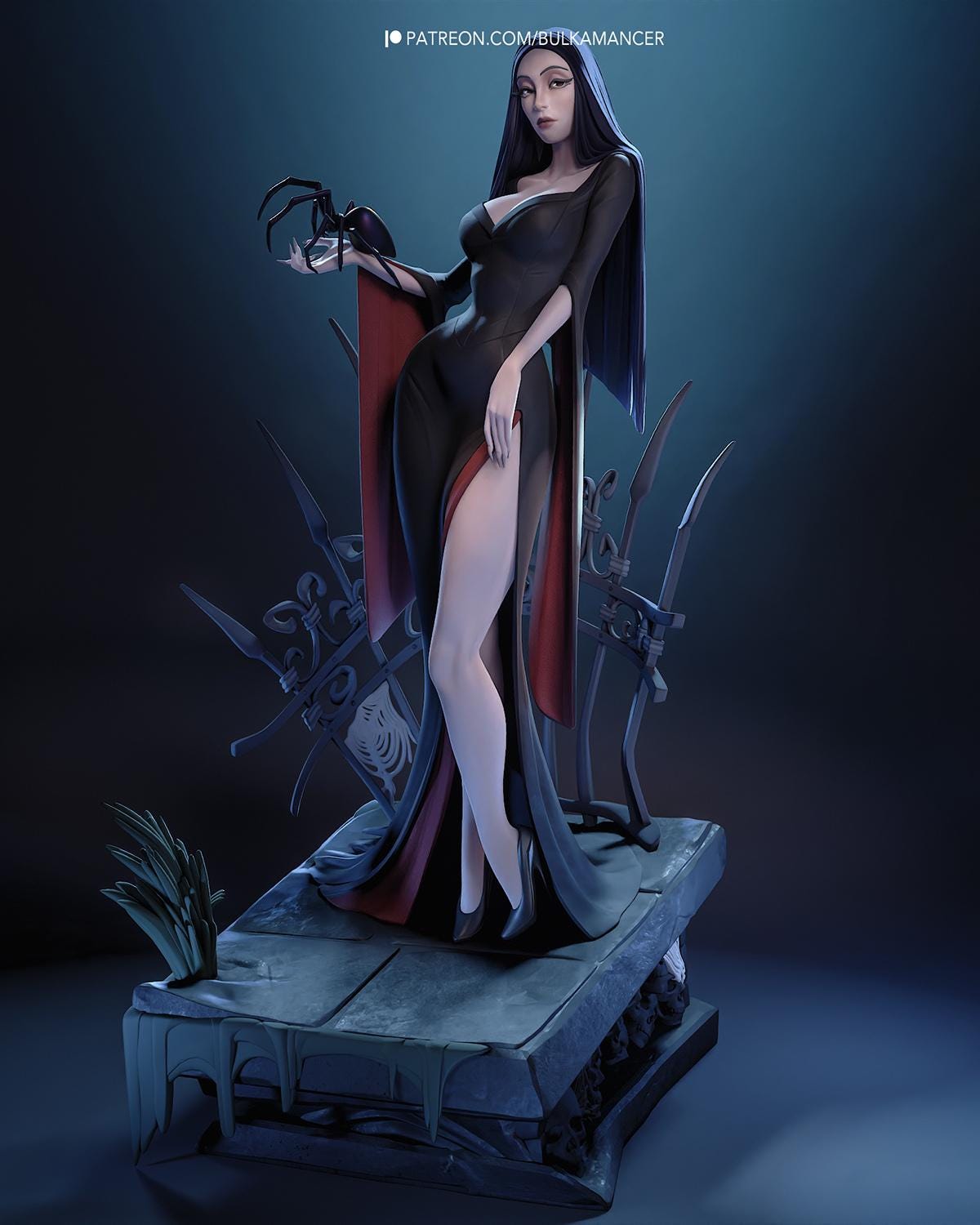 Gothic Matriarch Resin Statue and DIY Kit – Painted or Unpainted – 1/8 and 1/6 Scale – Elegant Dark Dress Figure – photo 2