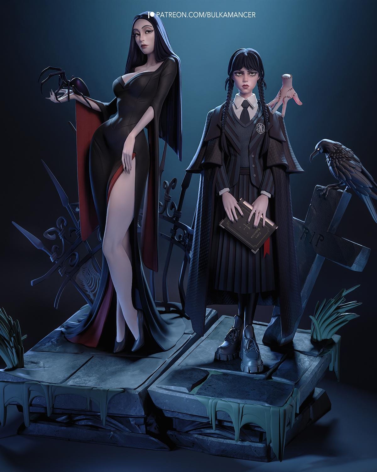 Gothic Matriarch Resin Statue and DIY Kit – Painted or Unpainted – 1/8 and 1/6 Scale – Elegant Dark Dress Figure – photo 4