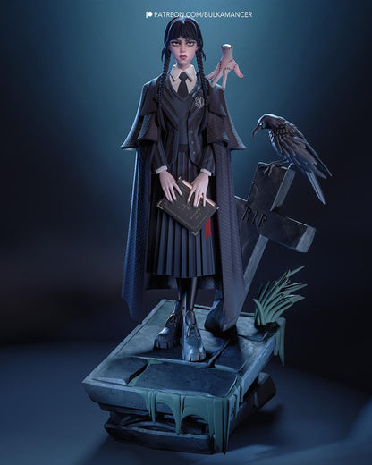 Gothic Schoolgirl Resin Statue and DIY Kit – Painted or Unpainted – 1/8 and 1/6 Scale – Braided Figure – photo 2