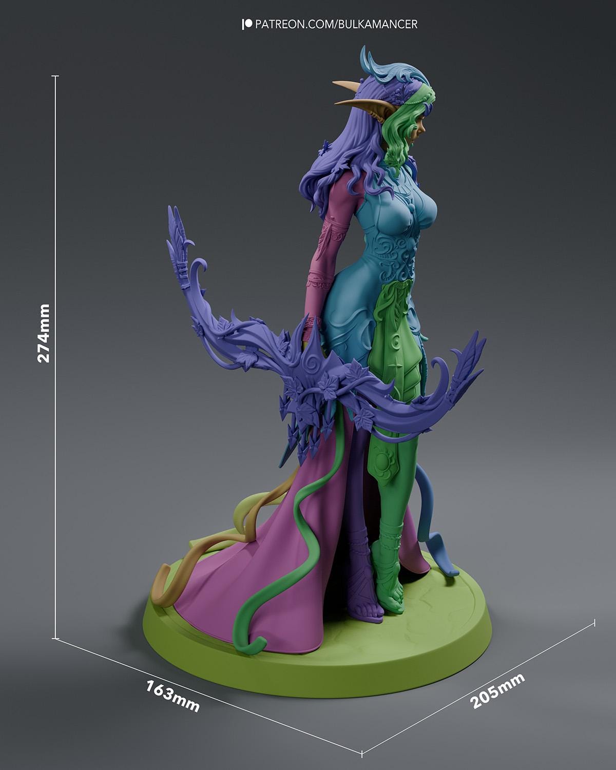 Forest Elf Priestess Resin Statue and DIY Kit – Painted or Unpainted – 1/8 and 1/6 Scale – by Bulkamancers – Leaf Crown – photo 13