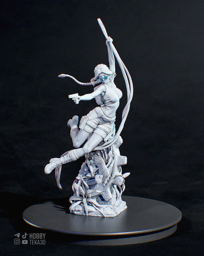 Adventure Heroine Resin Statue and DIY Kit – Painted or Unpainted – 1/8 and 1/6 Scale – by Bulkamancer – Pistol and Ruins Base – photo 7