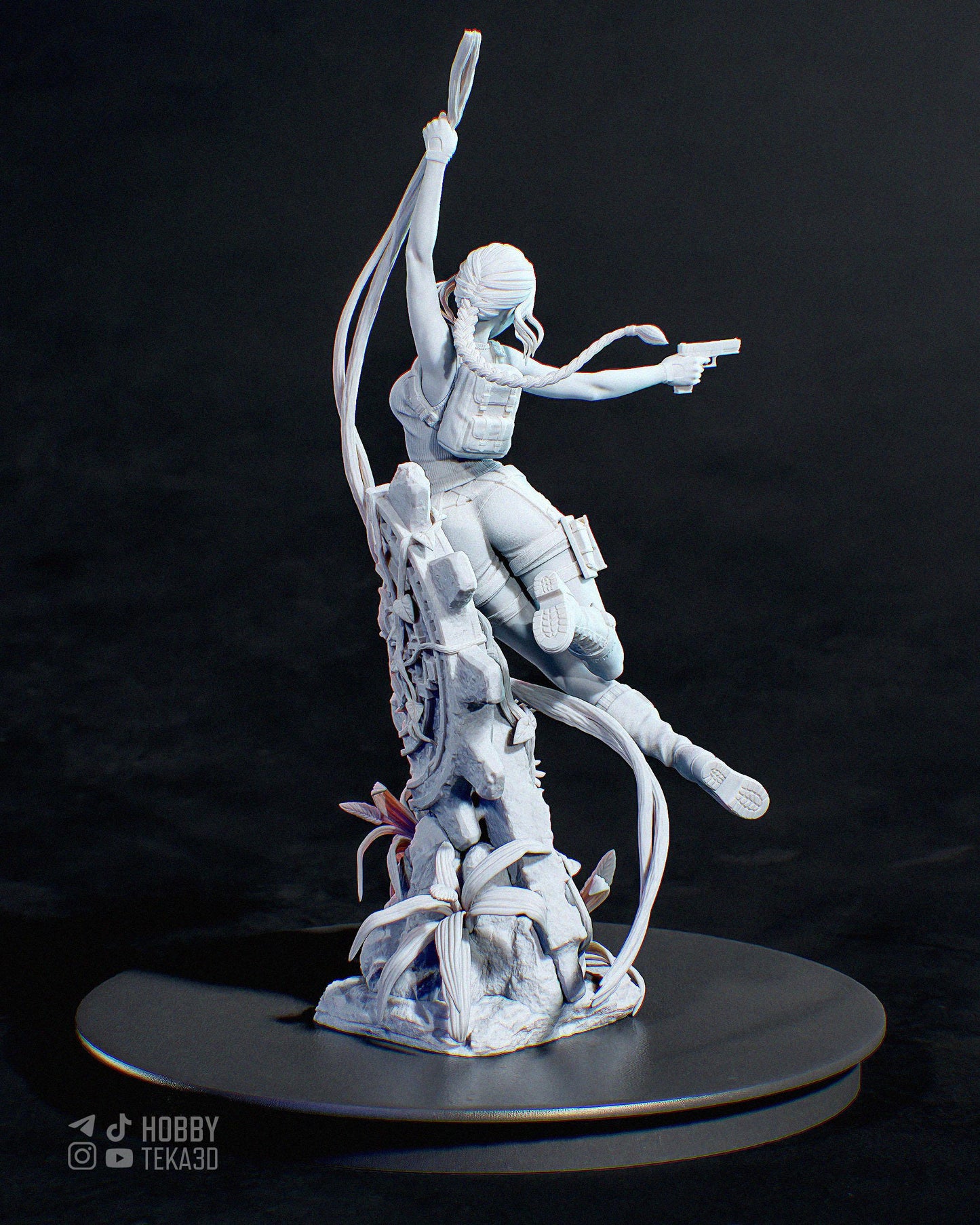 Adventure Heroine Resin Statue and DIY Kit – Painted or Unpainted – 1/8 and 1/6 Scale – by Bulkamancer – Pistol and Ruins Base – photo 6