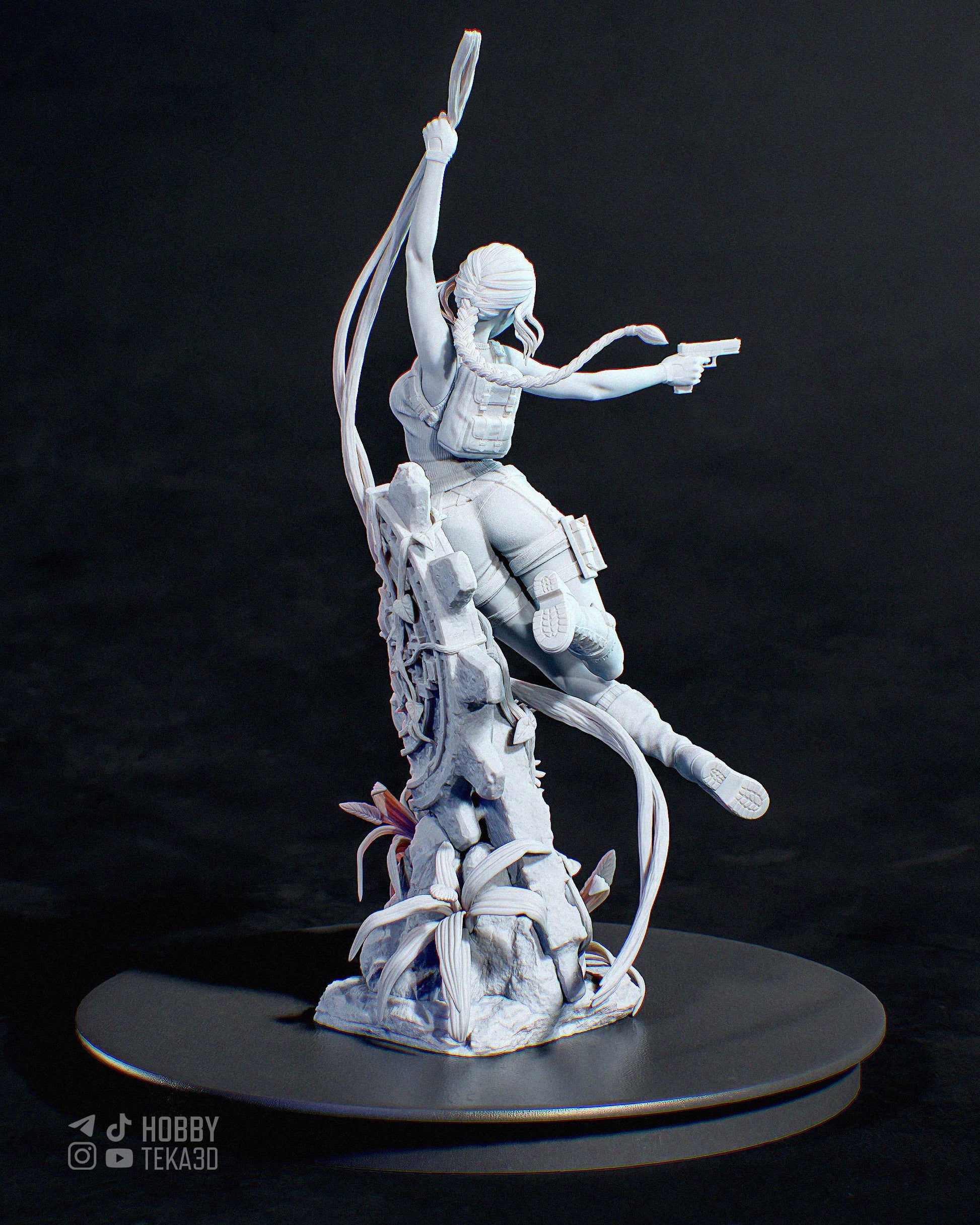 Adventure Heroine Resin Statue and DIY Kit – Painted or Unpainted – 1/8 and 1/6 Scale – by Bulkamancer – Pistol and Ruins Base – photo 6