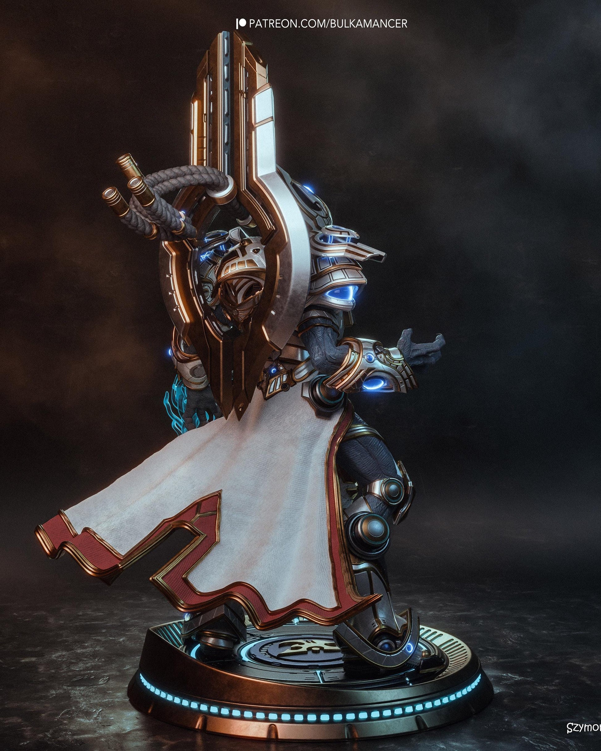 Sci Fi Alien Warrior Resin Statue and DIY Kit – Painted or Unpainted – 1/8 and 1/6 Scale – by Bulkamancers – Clear Blue Energy Blade – photo 5
