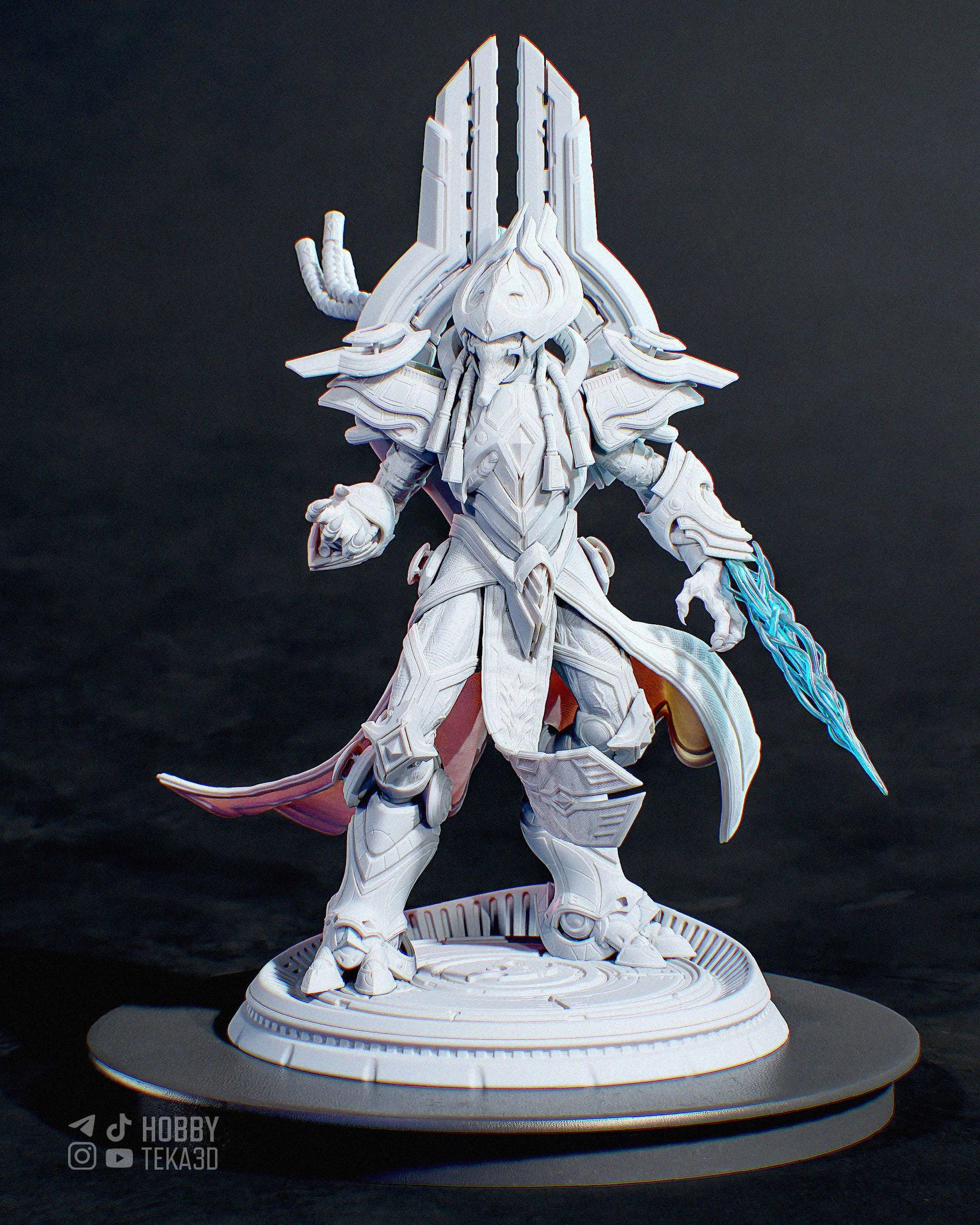 Sci Fi Alien Warrior Resin Statue and DIY Kit – Painted or Unpainted – 1/8 and 1/6 Scale – by Bulkamancers – Clear Blue Energy Blade – photo 1