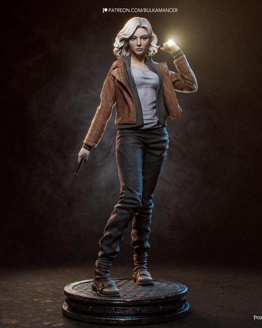Survival Horror Heroine Resin Statue and DIY Kit – Painted or Unpainted – 1/8 and 1/6 Scale – by Bulkamancer – Flashlight – photo 1