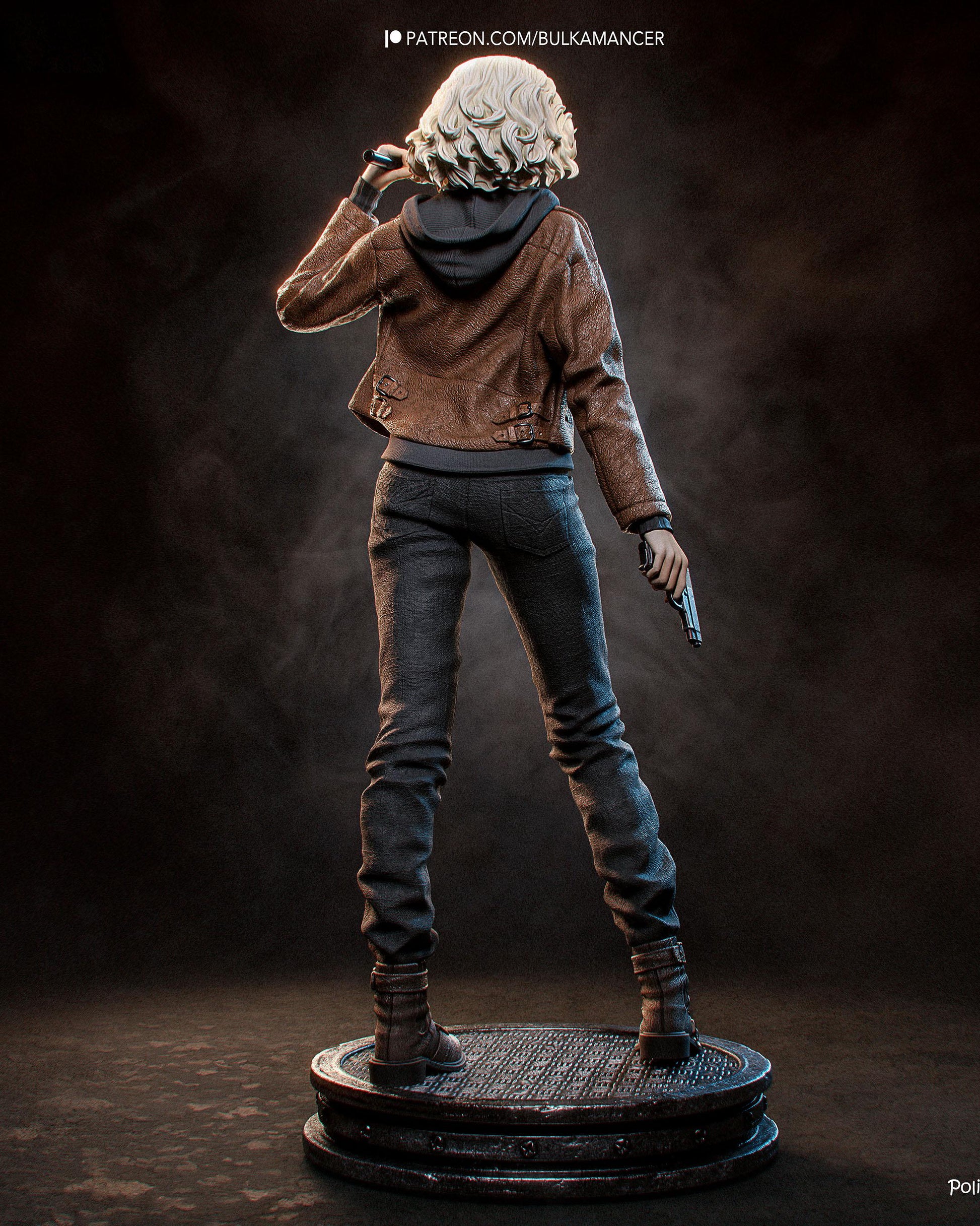 Survival Horror Heroine Resin Statue and DIY Kit – Painted or Unpainted – 1/8 and 1/6 Scale – by Bulkamancer – Flashlight – photo 3
