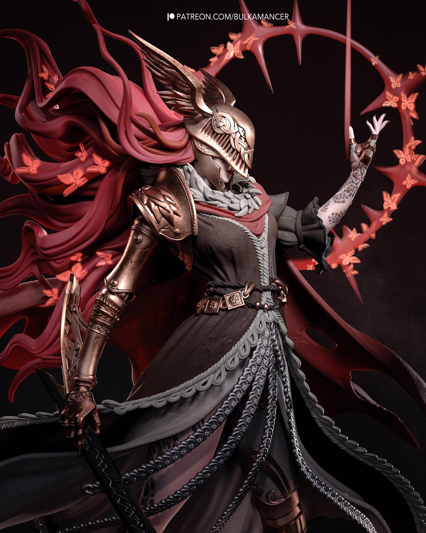 Masked Swordswoman Resin Statue and DIY Kit – Painted or Unpainted – 1/8 and 1/6 Scale – by Bulkamancers – Clear Red Halo – photo 2