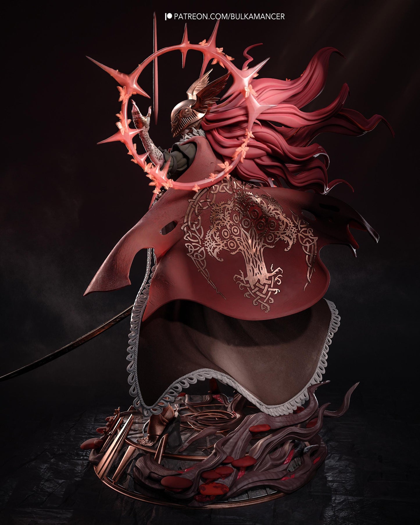 Masked Swordswoman Resin Statue and DIY Kit – Painted or Unpainted – 1/8 and 1/6 Scale – by Bulkamancers – Clear Red Halo – photo 4