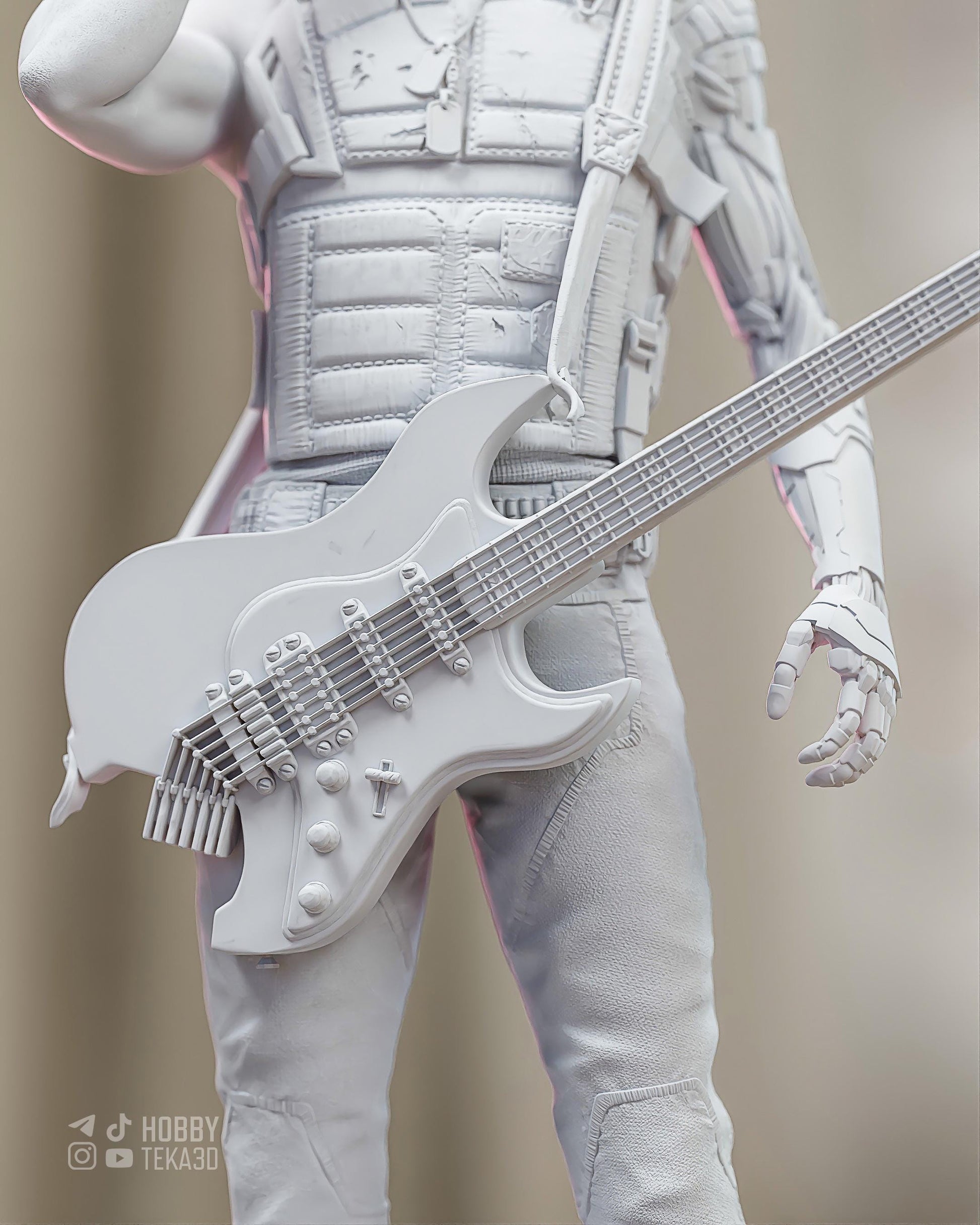 Neon Rocker Resin Statue and DIY Kit – Painted or Unpainted – 1/8 and 1/6 Scale – by CA3D – Guitar Figure – photo 7