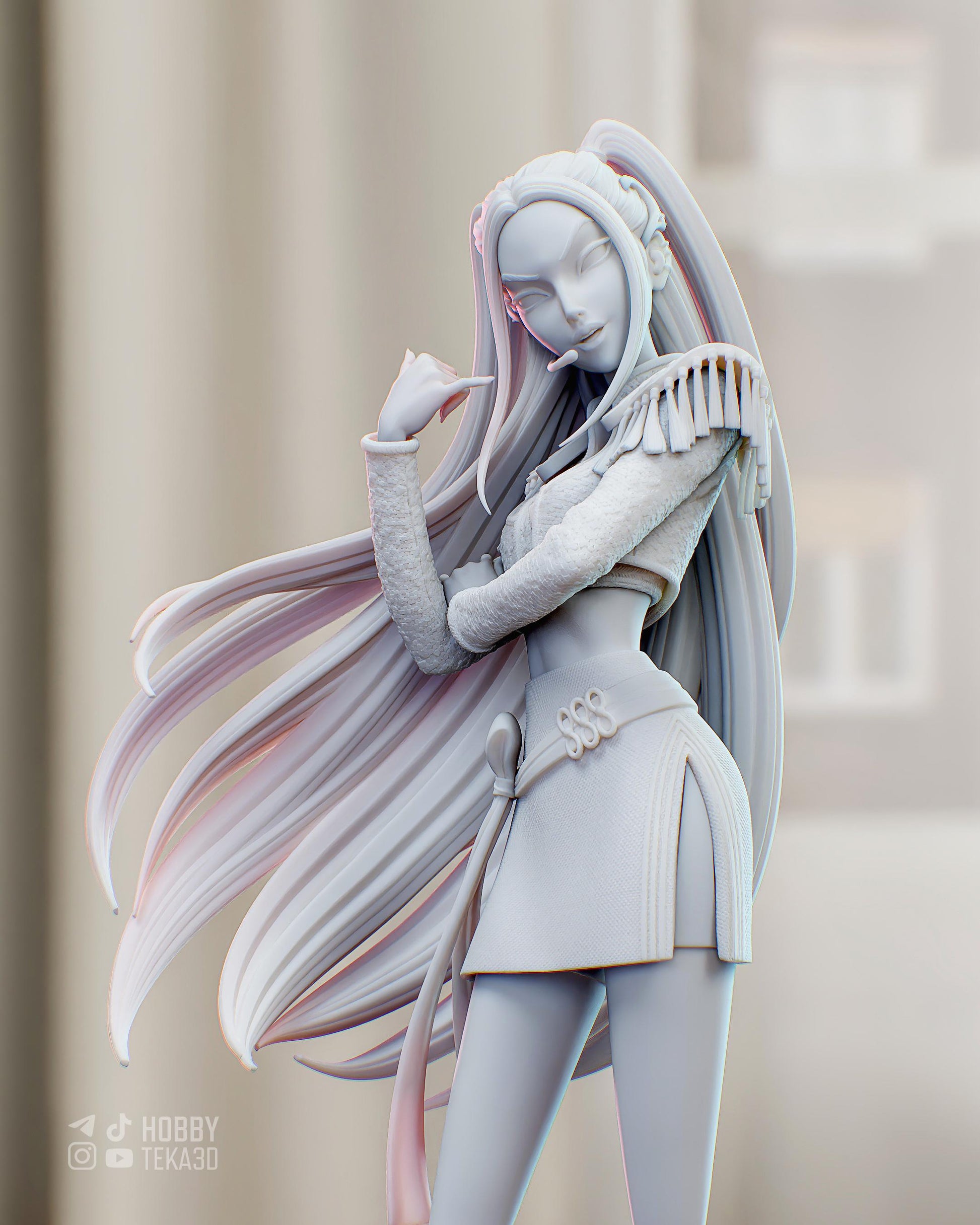 Pop Idol Heroine Resin Statue and DIY Kit – Painted or Unpainted – 1/8 and 1/6 Scale – by Bulkamancer – Clear Pink Ribbon – photo 6