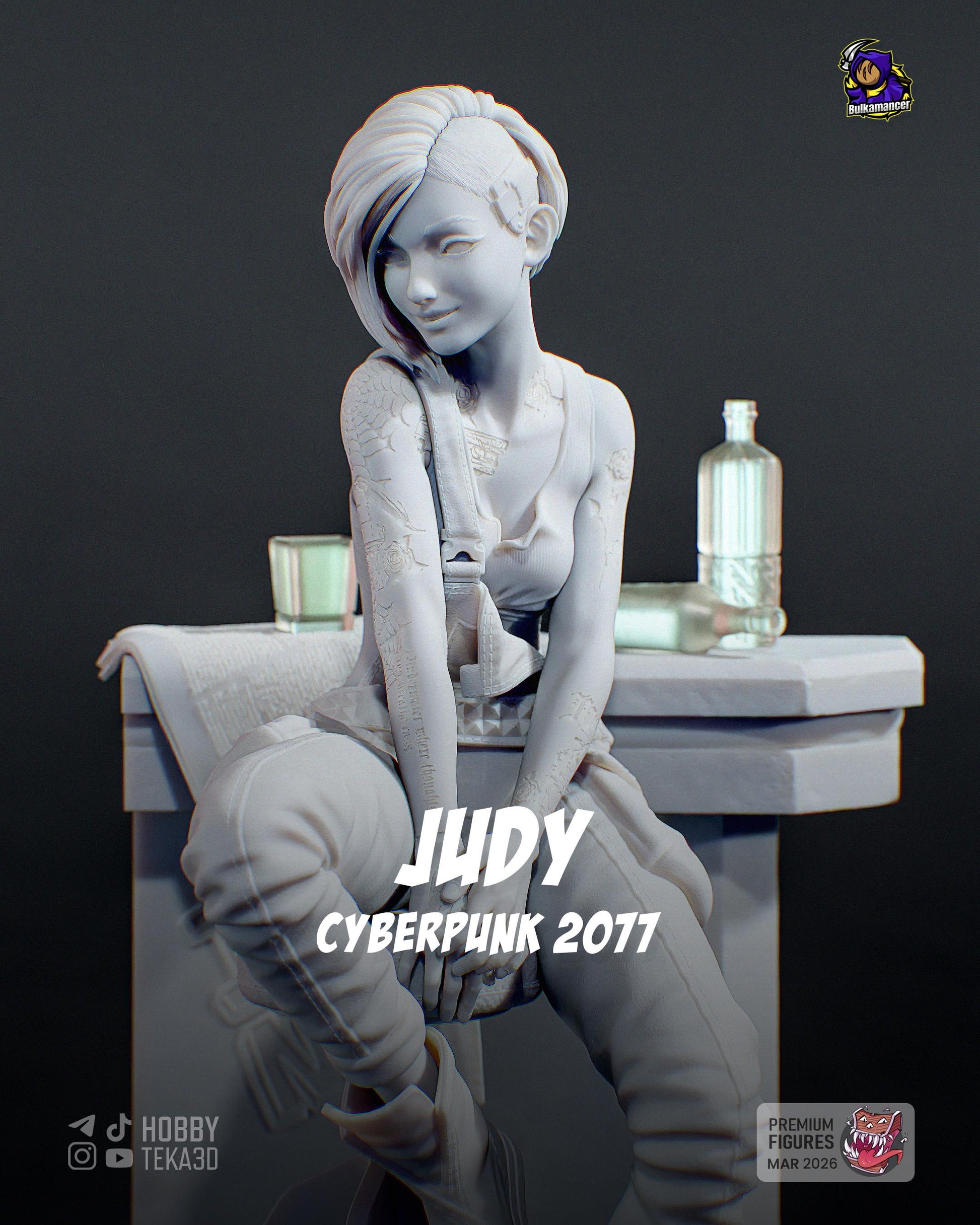 Neon City Street Girl Resin Statue and DIY Kit – Painted or Unpainted – 1/8 and 1/6 Scale – by Bulkamancers – Tattoos and Bar Scene – photo 2