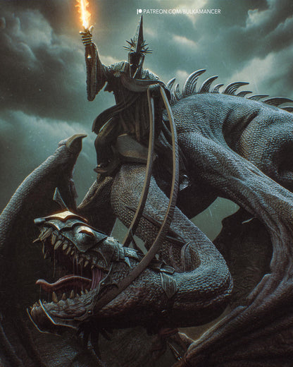 Dark Fantasy Dragon Rider Resin Statue and DIY Kit – Painted or Unpainted – 1/8 and 1/6 Scale – by Bulkamancer – Flame Torch – photo 1