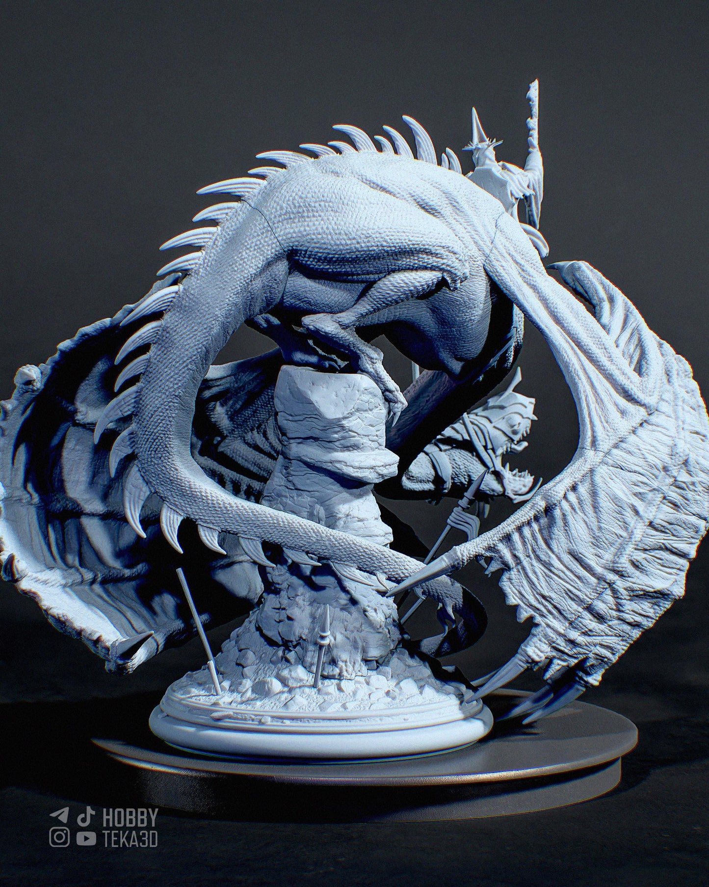 Dark Fantasy Dragon Rider Resin Statue and DIY Kit – Painted or Unpainted – 1/8 and 1/6 Scale – by Bulkamancer – Flame Torch – photo 2