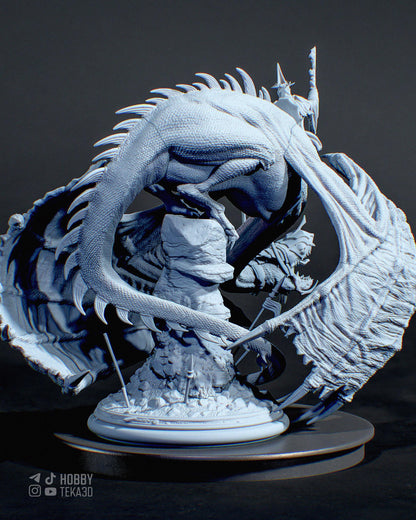 Dark Fantasy Dragon Rider Resin Statue and DIY Kit – Painted or Unpainted – 1/8 and 1/6 Scale – by Bulkamancer – Flame Torch – photo 2