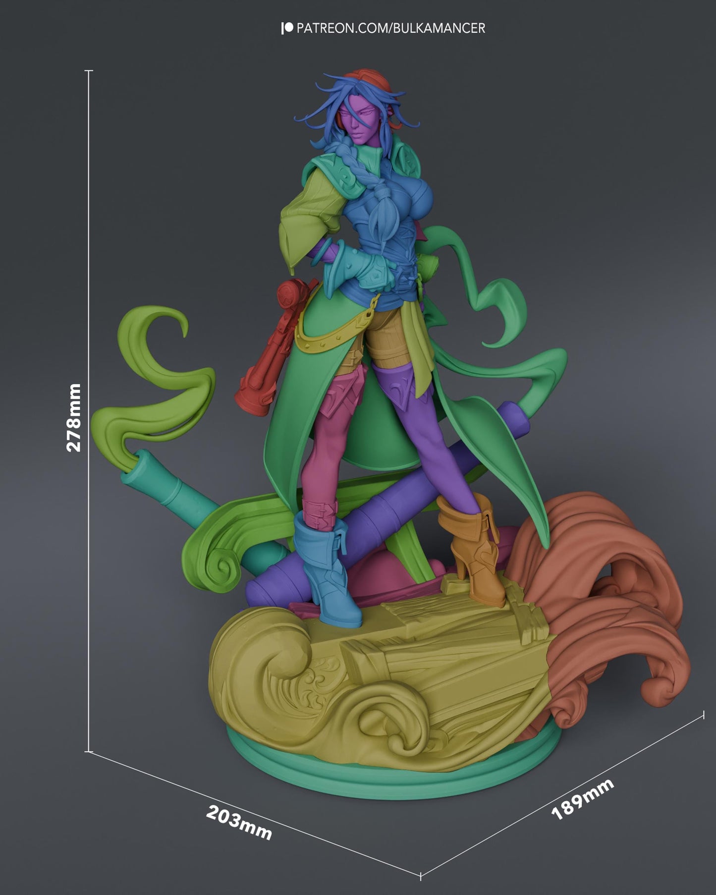 Sea Rogue Resin Statue and DIY Kit – Painted or Unpainted – 1/8 and 1/6 Scale – by Bulkamancers – Clear Wave Ship Base – photo 15