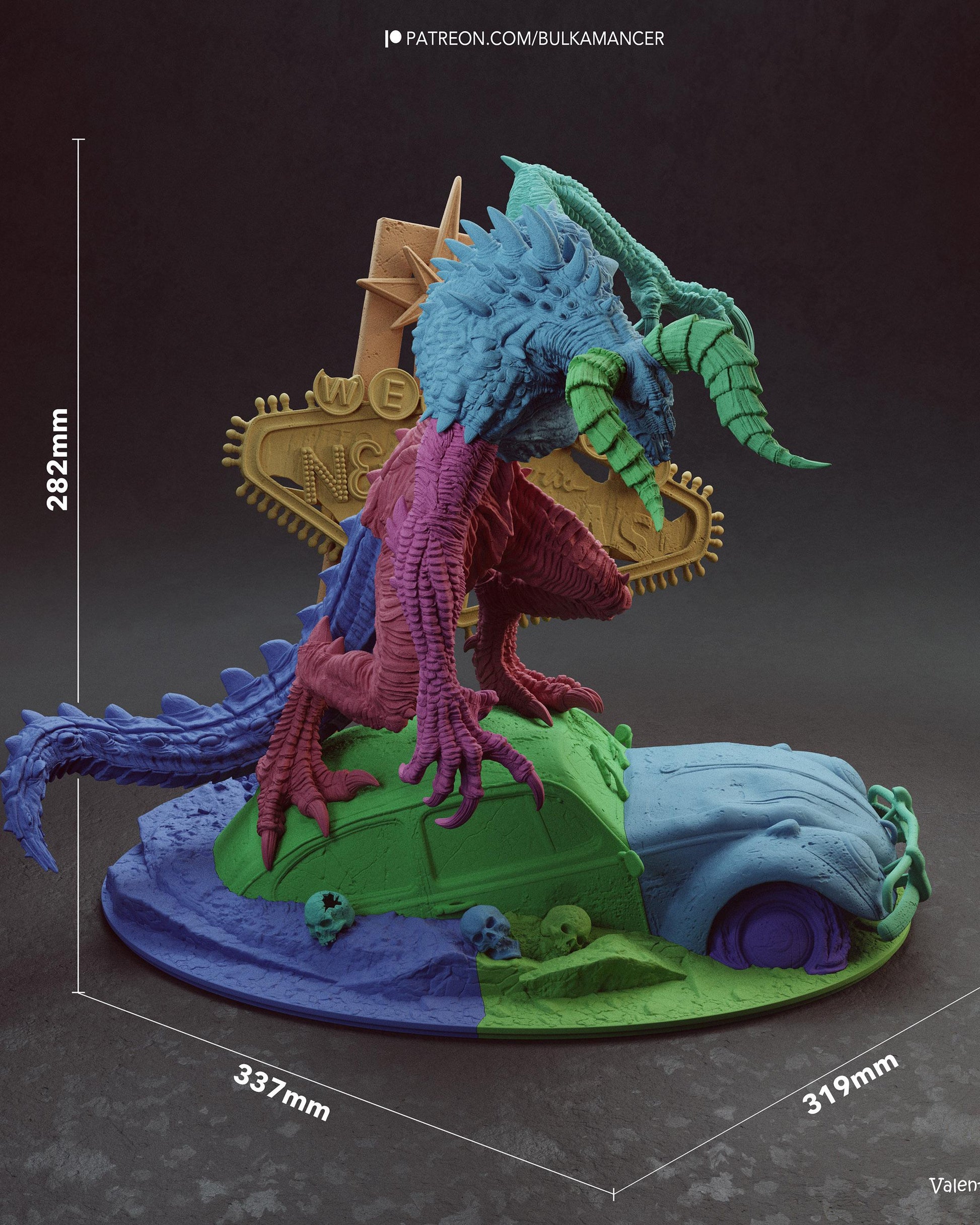 Post Apocalyptic Monster Resin Statue and DIY Kit – Painted or Unpainted – 1/8 and 1/6 Scale – by Bulkamancer – Neon Car Base – photo 12