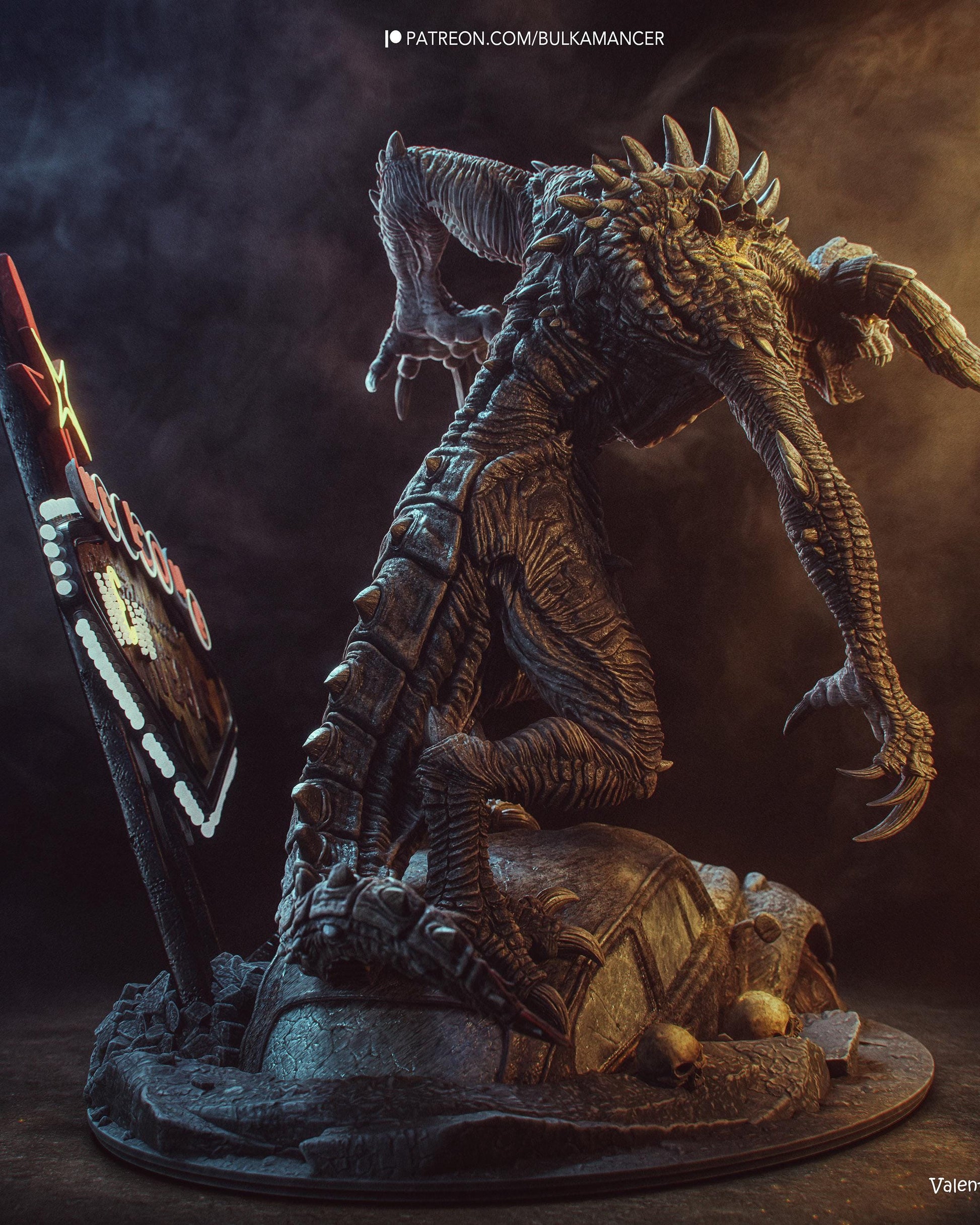 Post Apocalyptic Monster Resin Statue and DIY Kit – Painted or Unpainted – 1/8 and 1/6 Scale – by Bulkamancer – Neon Car Base – photo 4